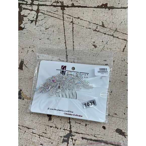 Christina Collection Aurora Borealis ornate hair comb.wedding prom special event - Picture 5 of 8